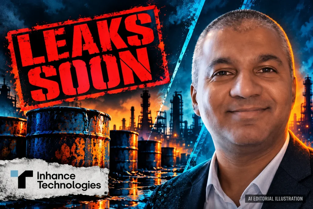 AI editorial collage featuring Prakash Iyer and the Inhance Technologies logo, with LEAKS SOON typography — Prakash Iyer, Inhance Technologies and the burden of explaining the science