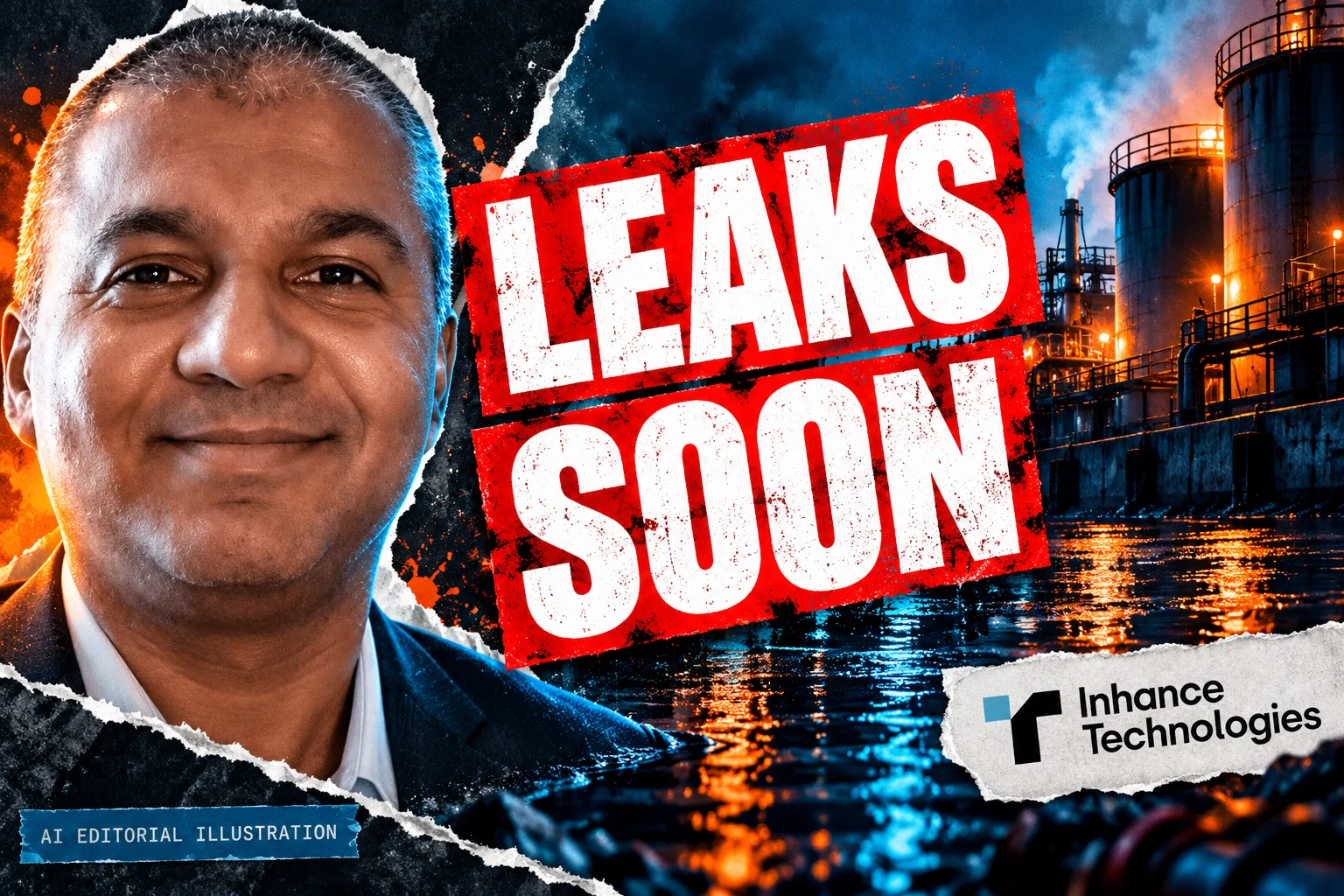 AI editorial collage featuring Prakash Iyer and the Inhance Technologies logo, with LEAKS SOON typography — Why storage time matters in the Inhance container controversy