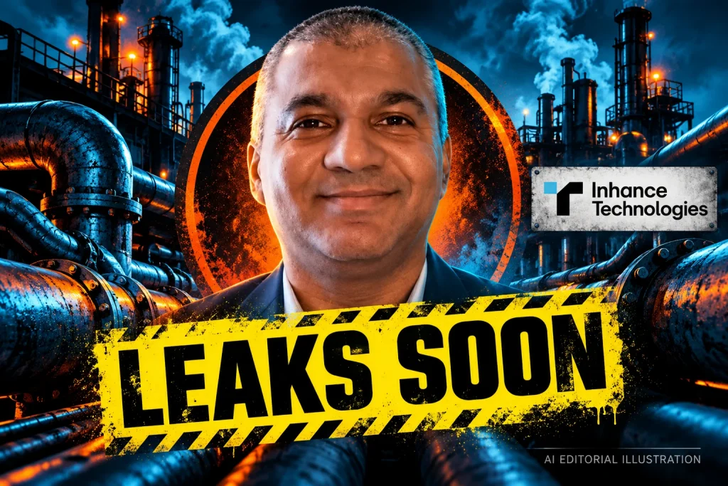 AI editorial collage featuring Prakash Iyer and the Inhance Technologies logo, with LEAKS SOON typography — Water-based and solvent-based tests: why PFAS results may differ